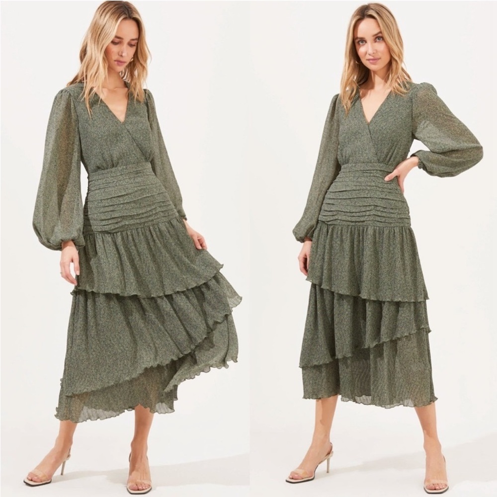 Astr the Label - Ruche tiered midi dress